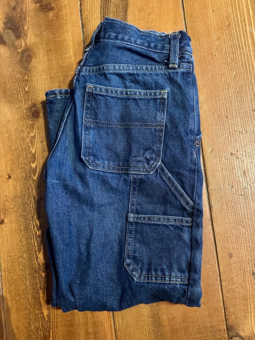 Boys Dark Blue Denim Old Navy Baggy Built In Tough Carpenter Jeans - Sz 8